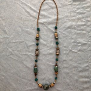 Turquoise & Tan Bead Necklace